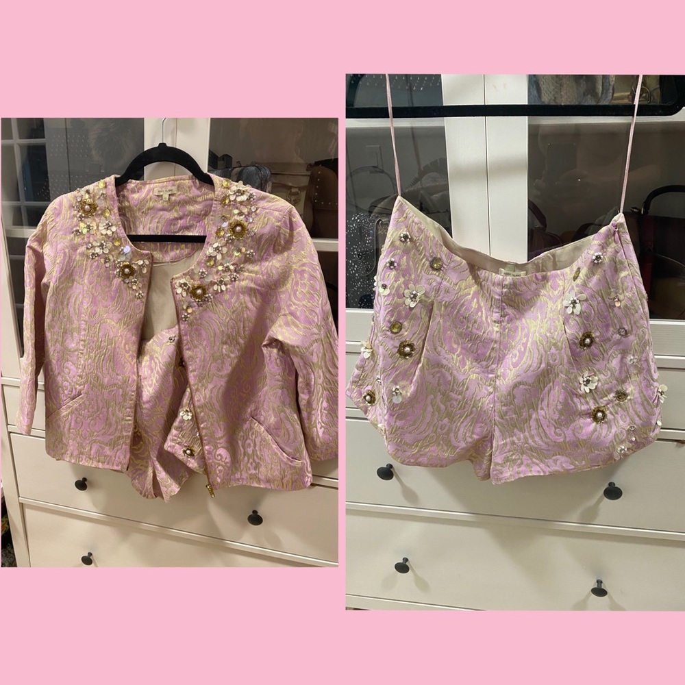 Gorgeous two piece brocade embellished short set